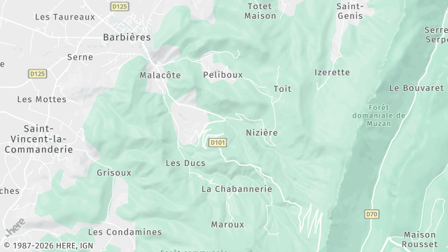Carte de la zone d'intervention à Barbières