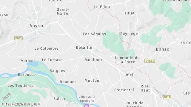 Carte de la zone d'intervention à Bétaille
