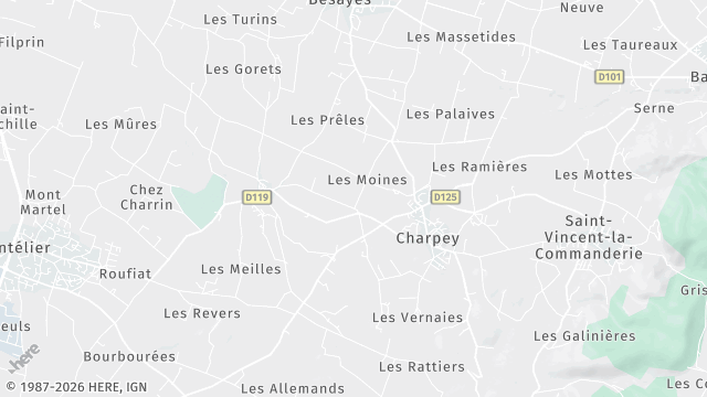 Carte de la zone d'intervention à Charpey