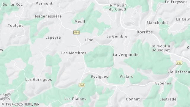 Carte de la zone d'intervention à Salignac-Eyvigues