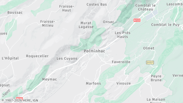Carte de la zone d'intervention à Polminhac