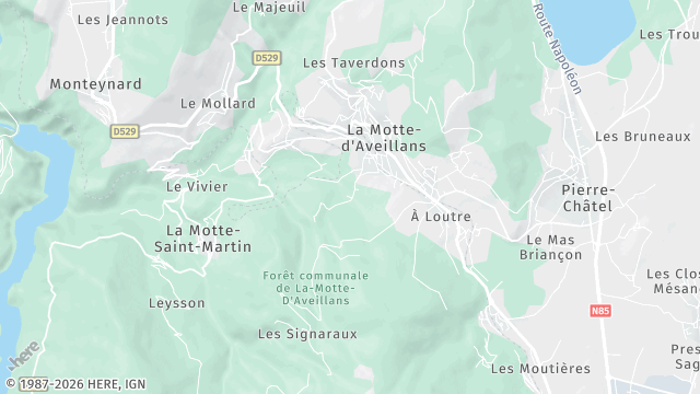 Carte de la zone d'intervention à La Motte-d'Aveillans