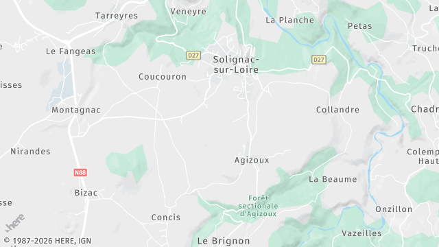 Carte de la zone d'intervention à Solignac-sur-Loire