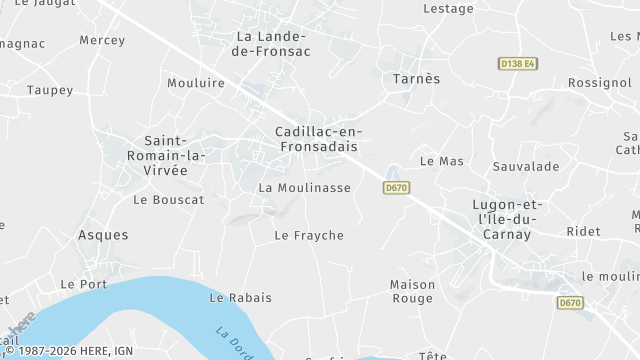 Carte de la zone d'intervention à Cadillac-en-Fronsadais