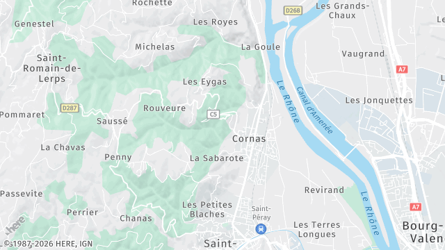 Carte de la zone d'intervention à Cornas