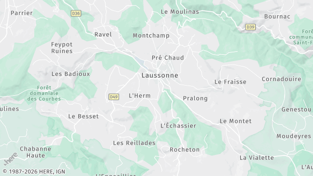 Carte de la zone d'intervention à Laussonne
