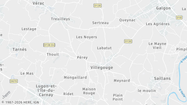 Carte de la zone d'intervention à Villegouge