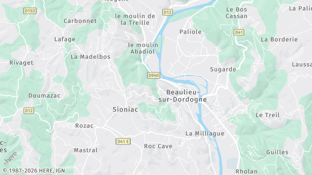Carte de la zone d'intervention à Beaulieu-sur-Dordogne