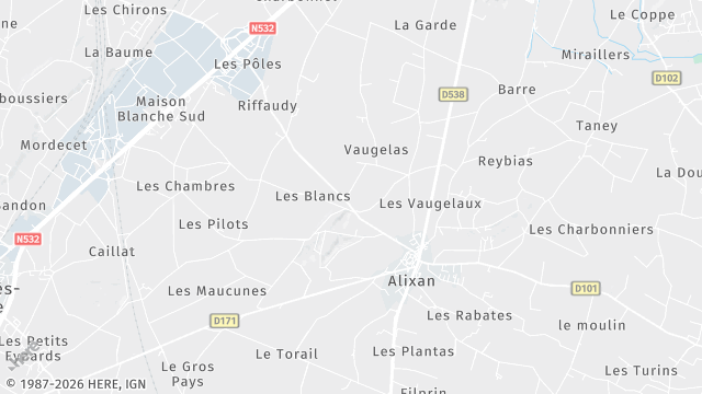 Carte de la zone d'intervention à Alixan