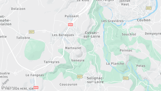 Carte de la zone d'intervention à Cussac-sur-Loire