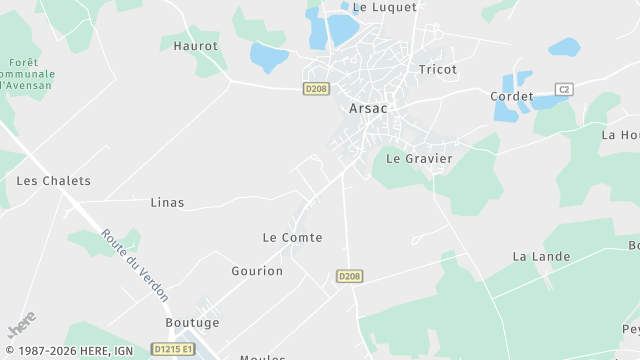 Carte de la zone d'intervention à Arsac