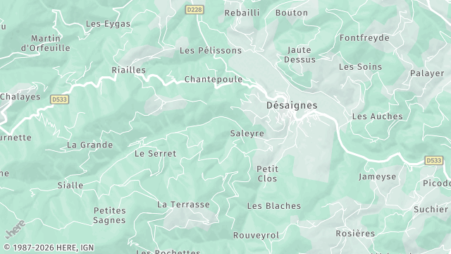 Carte de la zone d'intervention à Désaignes