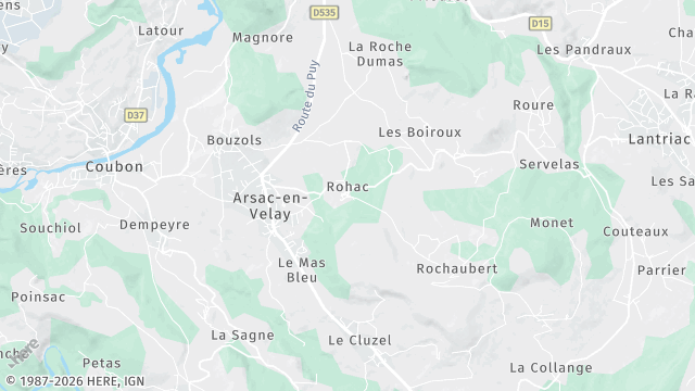 Carte de la zone d'intervention à Arsac-en-Velay