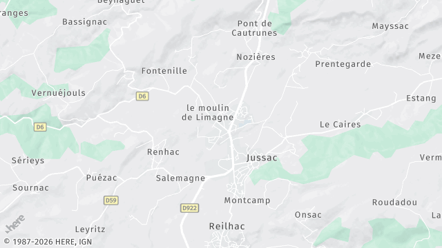 Carte de la zone d'intervention à Jussac