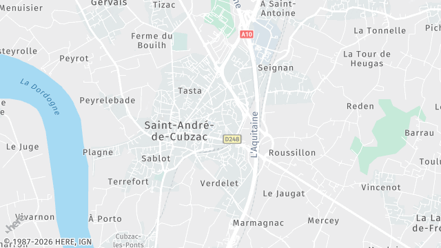 Carte de la zone d'intervention à Saint-André-de-Cubzac