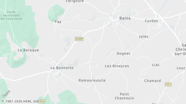 Carte de la zone d'intervention à Bains