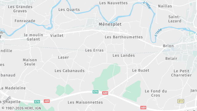 Carte de la zone d'intervention à Ménesplet