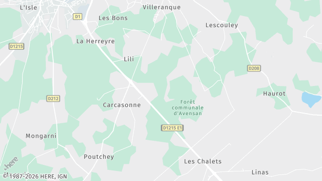 Carte de la zone d'intervention à Avensan