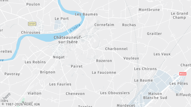 Carte de la zone d'intervention à Châteauneuf-sur-Isère