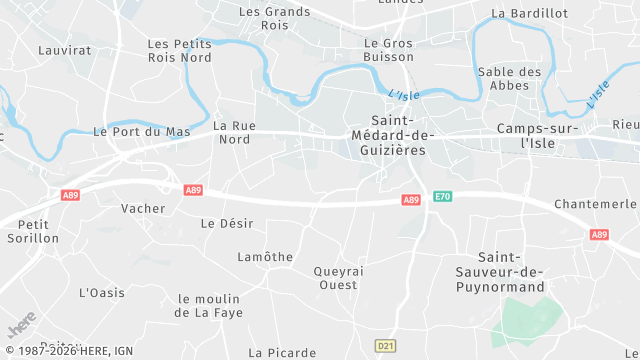 Carte de la zone d'intervention à Saint-Médard-de-Guizières