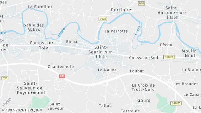 Carte de la zone d'intervention à Saint-Seurin-sur-l'Isle