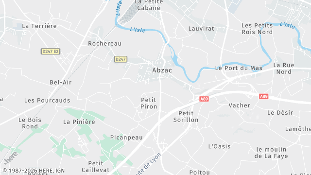 Carte de la zone d'intervention à Abzac