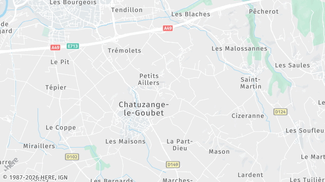 Carte de la zone d'intervention à Chatuzange-le-Goubet