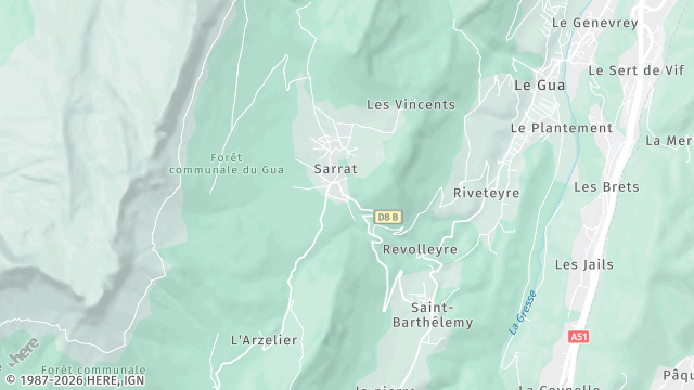 Carte de la zone d'intervention à Le Gua