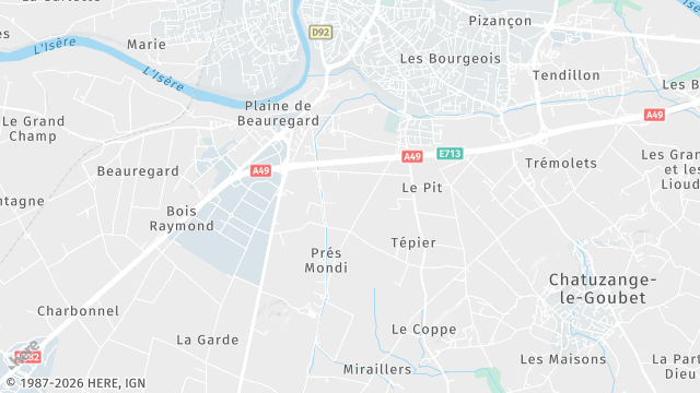 Carte de la zone d'intervention à Bourg-de-Péage