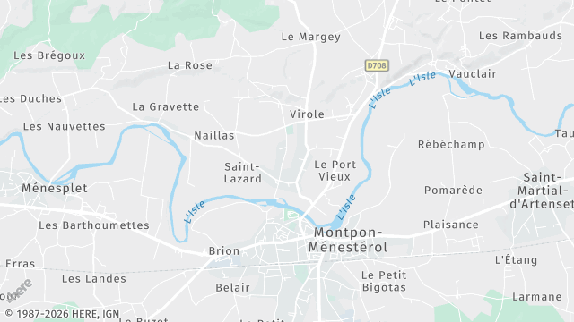 Carte de la zone d'intervention à Montpon-Ménestérol