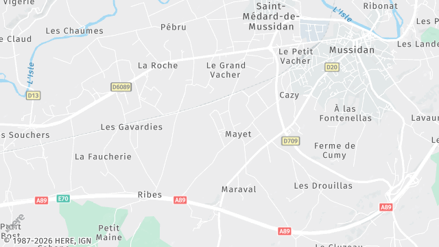 Carte de la zone d'intervention à Saint-Médard-de-Mussidan