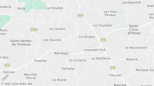 Carte de la zone d'intervention à Périssac