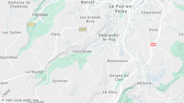 Carte de la zone d'intervention à Vals-près-le-Puy