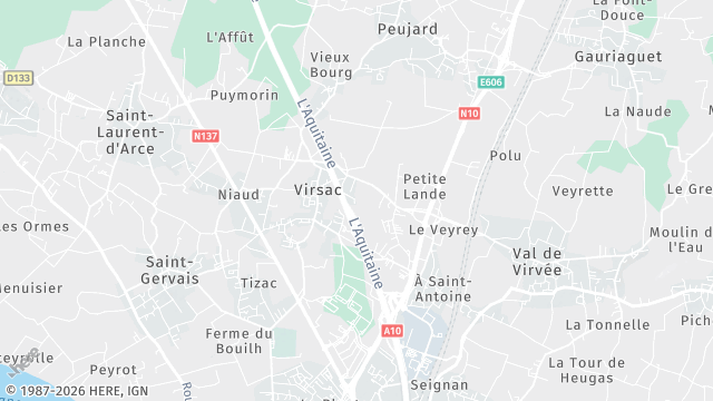 Carte de la zone d'intervention à Virsac