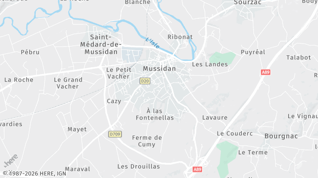 Carte de la zone d'intervention à Mussidan