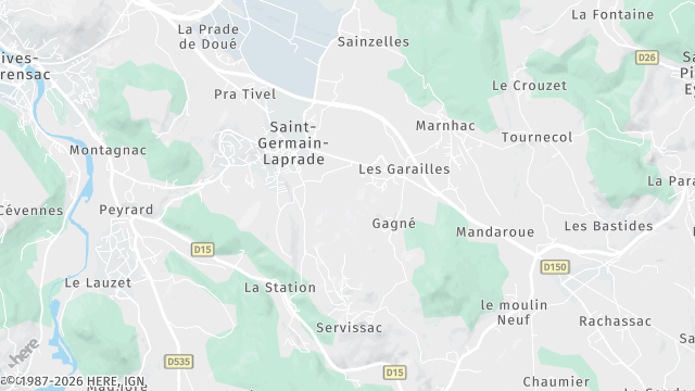 Carte de la zone d'intervention à Saint-Germain-Laprade