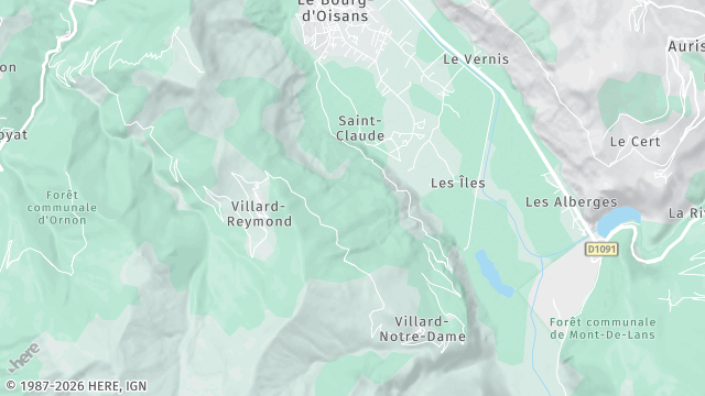Carte de la zone d'intervention à Le Bourg-d'Oisans