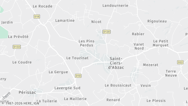 Carte de la zone d'intervention à Saint-Ciers-d'Abzac