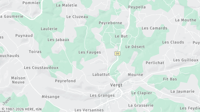 Carte de la zone d'intervention à Vergt