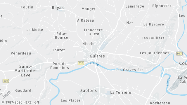 Carte de la zone d'intervention à Guîtres