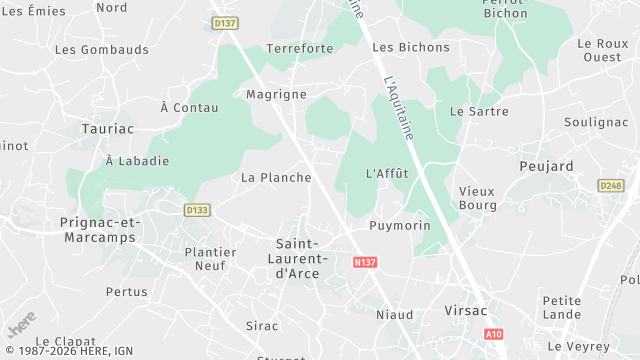 Carte de la zone d'intervention à Saint-Laurent-d'Arce