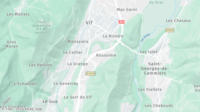 Carte de la zone d'intervention à Vif