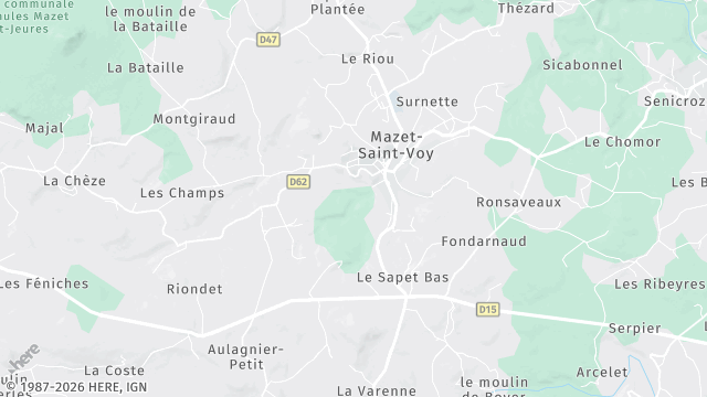 Carte de la zone d'intervention à Mazet-Saint-Voy