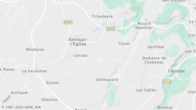 Carte de la zone d'intervention à Sanssac-l'Église