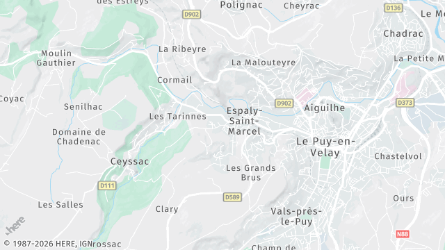 Carte de la zone d'intervention à Espaly-Saint-Marcel