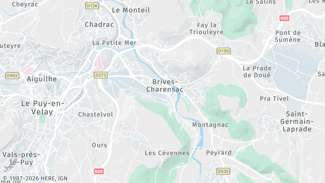 Carte de la zone d'intervention à Brives-Charensac