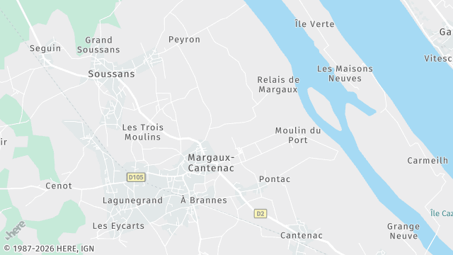 Carte de la zone d'intervention à Margaux-Cantenac