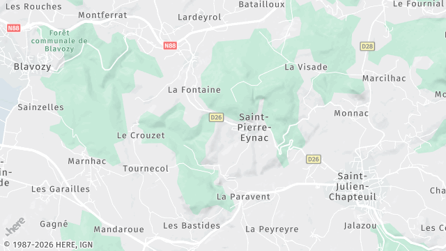 Carte de la zone d'intervention à Saint-Pierre-Eynac