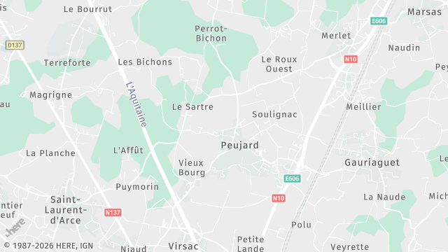 Carte de la zone d'intervention à Peujard