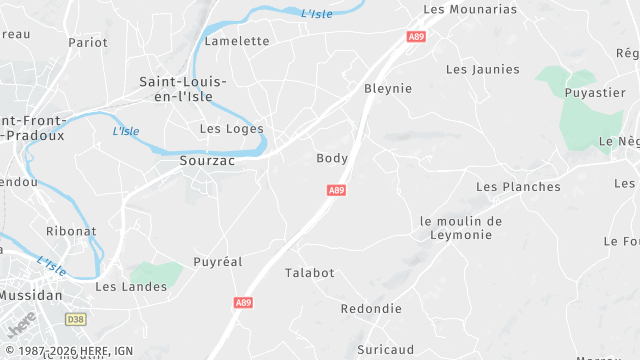Carte de la zone d'intervention à Sourzac